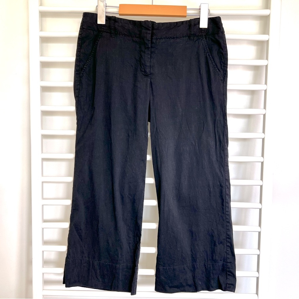 Theory Black Linen Blend Capri Pants Size 4